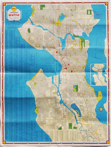 Shell 1936 Street Guide of Seattle and Metropolitan Maps of Seattle, Tacoma and vicinity